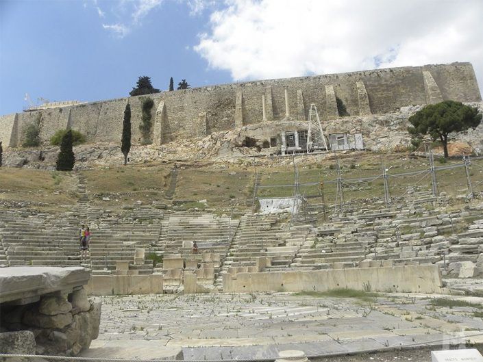 El Teatro de Dionisio, la Acrópolis de Atenas, Grecia